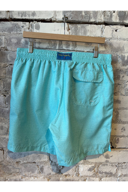 Cyclist Liner Swim Trunks - Aqua Solid Linen - DUNE + SALT