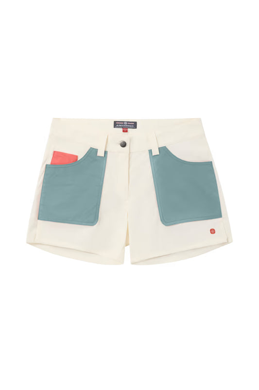 Women's 5incher Field Shorts - Off-White/Stormy Blue - DUNE + SALT