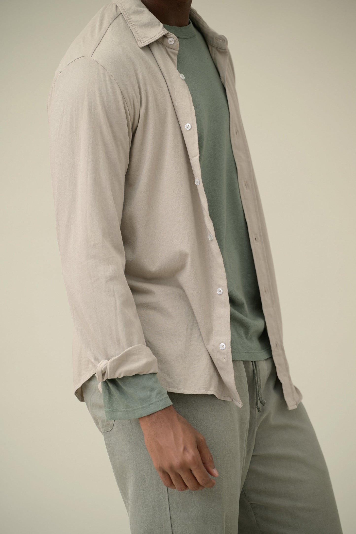 L/S Supima Jersey Easy Shirt - White - DUNE + SALT