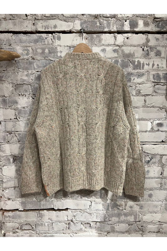 Over P's Cable Knit Donegal Sweater - Ecru - DUNE + SALT