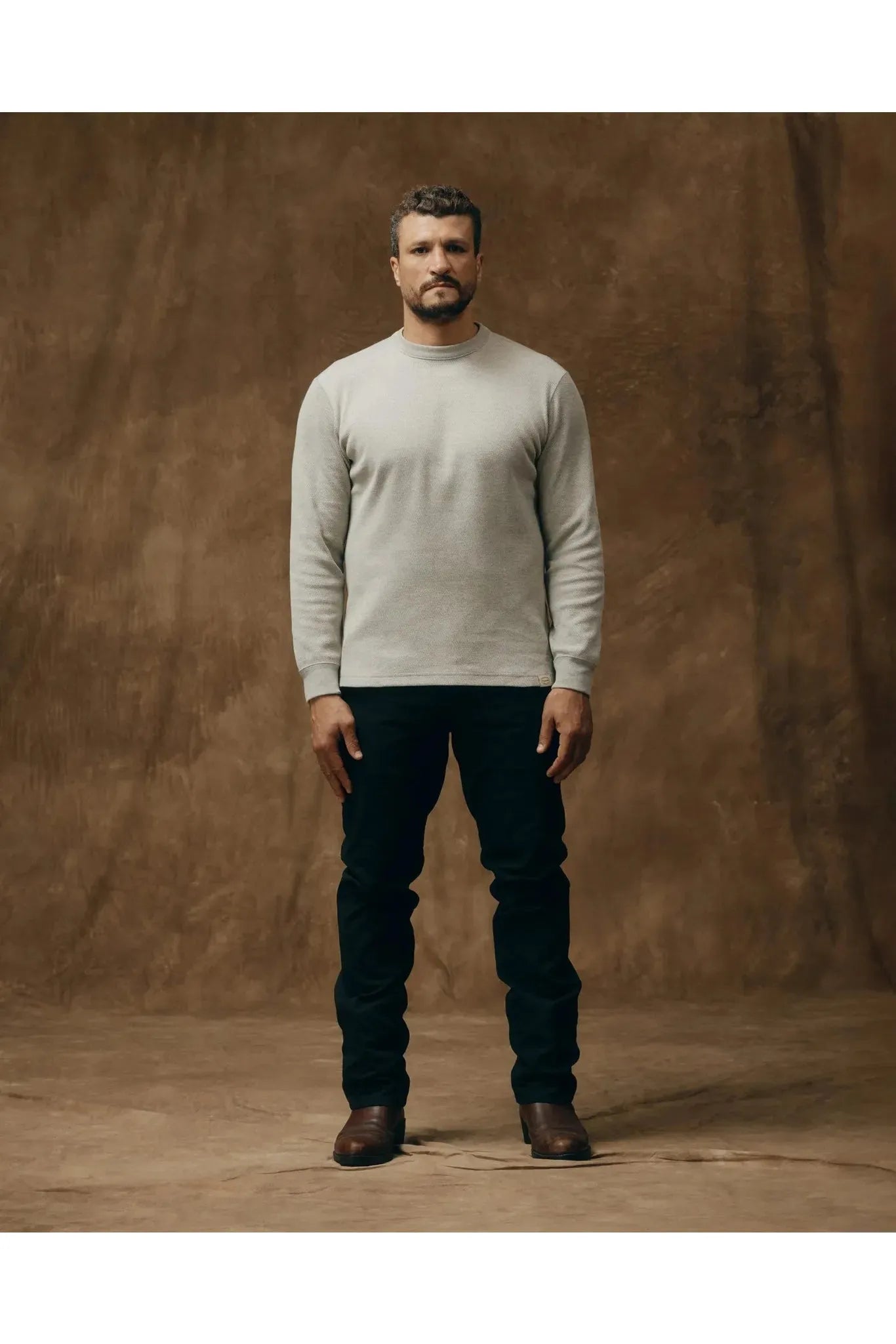 Waffle Knit Thermal Crewneck - Light Heather Gray - DUNE + SALT