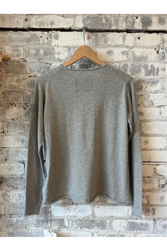 Cotton Cashmere Jersey LS Knit Crew - Heather Grey - DUNE + SALT