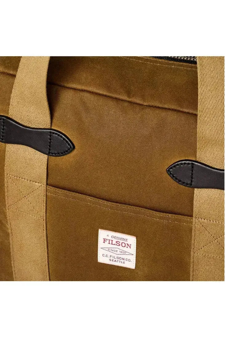 Tin Cloth Zipper Tote Bag - Dark Tan - DUNE + SALT