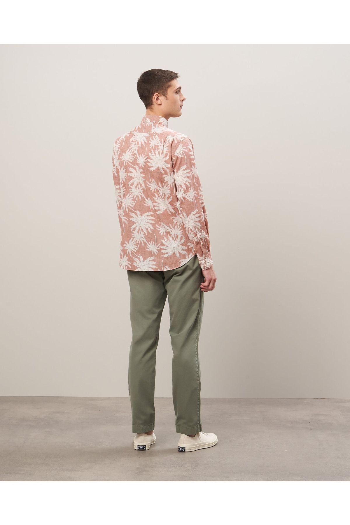 Paul Palm Tree Print Cotton Shirt - Rust - DUNE + SALT