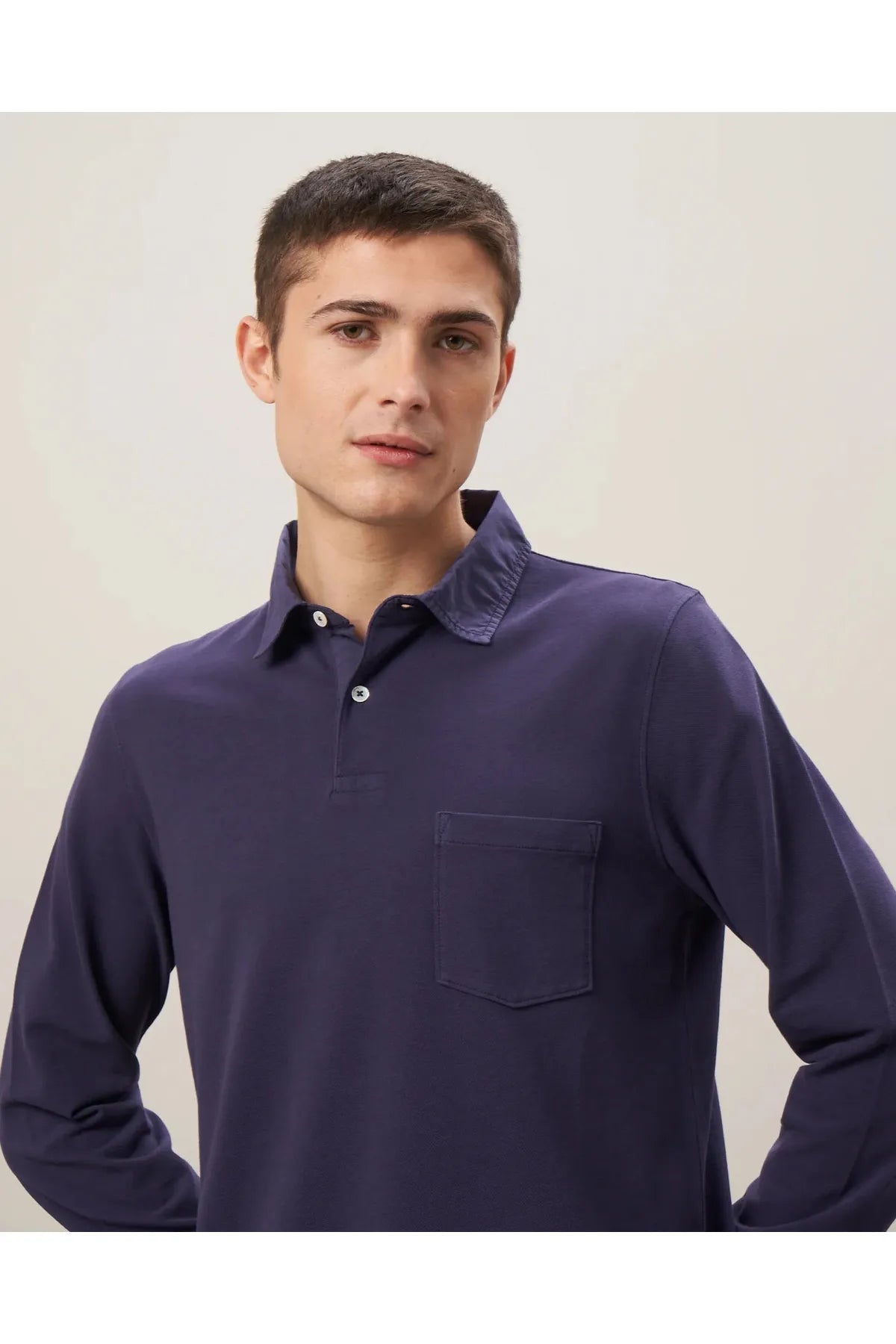 Cotton Piqué Rugby Polo - Navy - DUNE + SALT