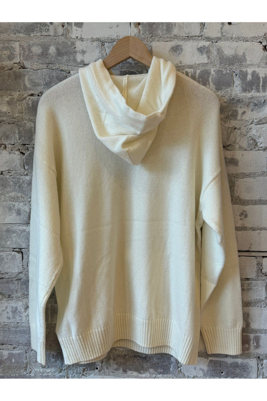 Merino Jersey Knit Loose Hoodie - Ivory - DUNE + SALT