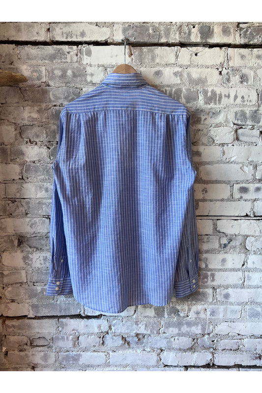 Paul End-On-End Striped Cotton & Linen Shirt - Blue & White - DUNE + SALT