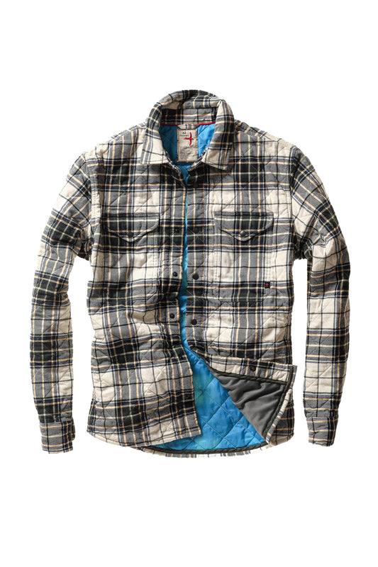 Quilted Flannel Shirt Jacket - Cream/Forest Tartan - DUNE + SALT