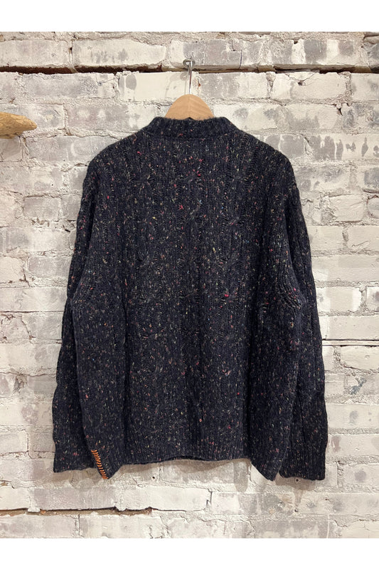 Over P's Cable Knit Donegal Sweater - Blue/Navy - DUNE + SALT