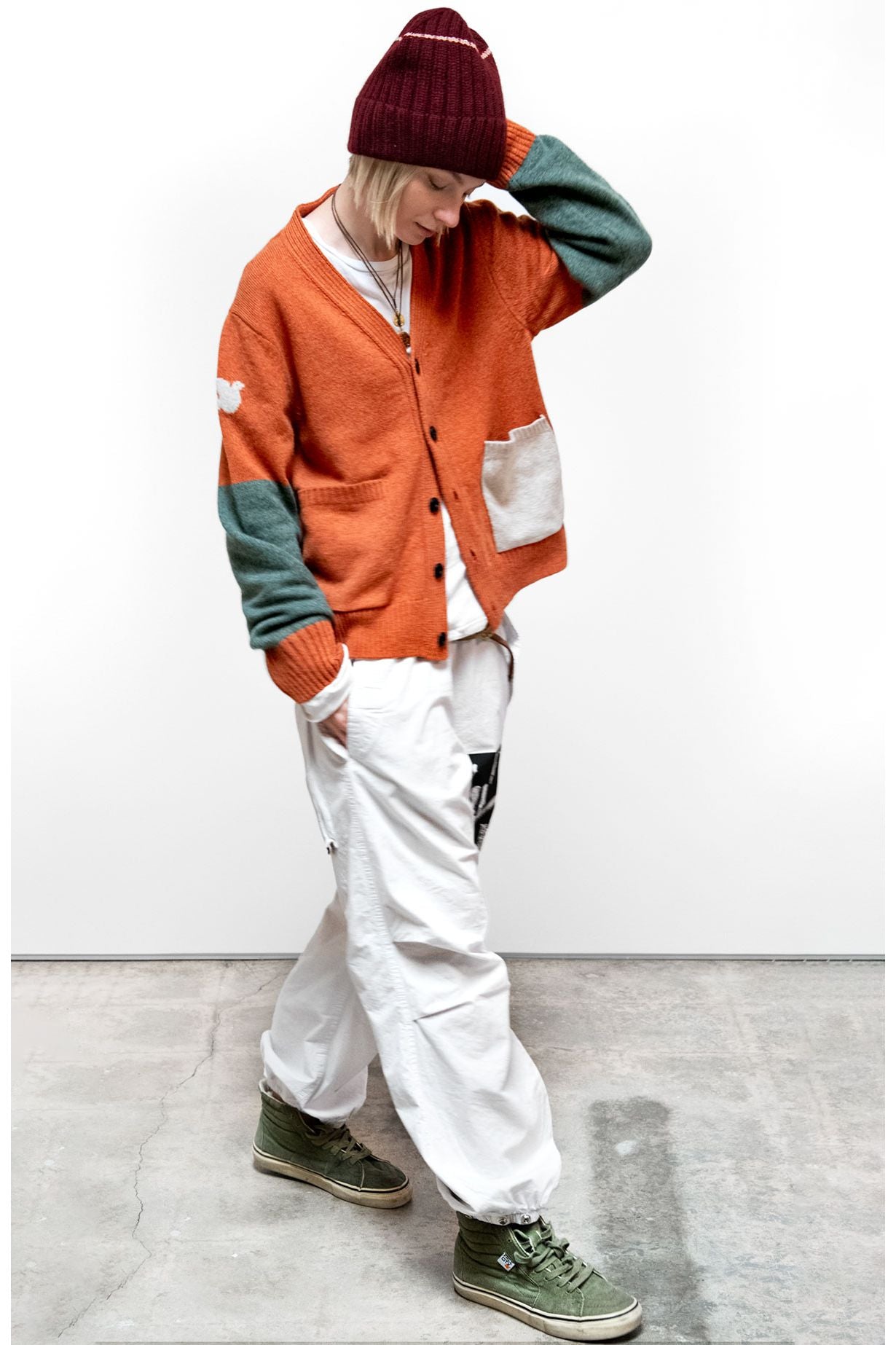 PATCH/POCKET CASHMERE LUX CARDIGAN - Burn Orange Mix - DUNE + SALT