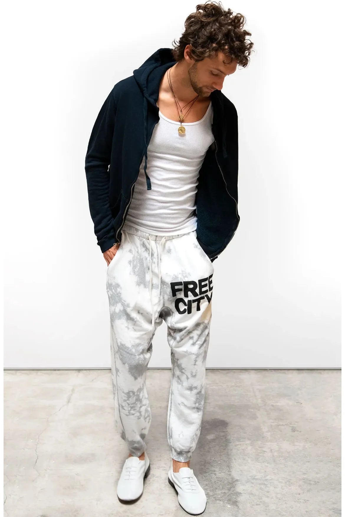 SUPERBLEACHOUT FREECITYLARGE Pocket Sweatpant - White Storm - DUNE + SALT