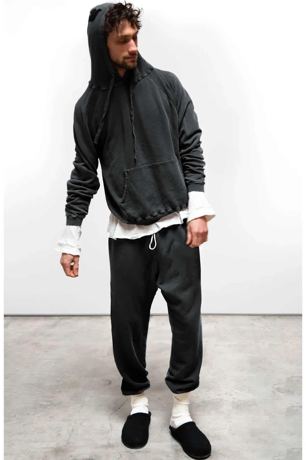 BASICGOODNESS Light-Terry/Fluff Hoodie - Heatheryumm Oats