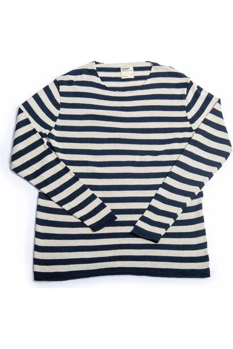 Cotton Linen Harbour Jailhouse Sweater - Ink/Seashell - DUNE + SALT