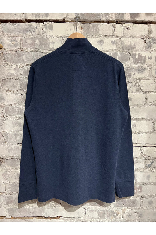 Pique Button Mock - Navy Heather - DUNE + SALT