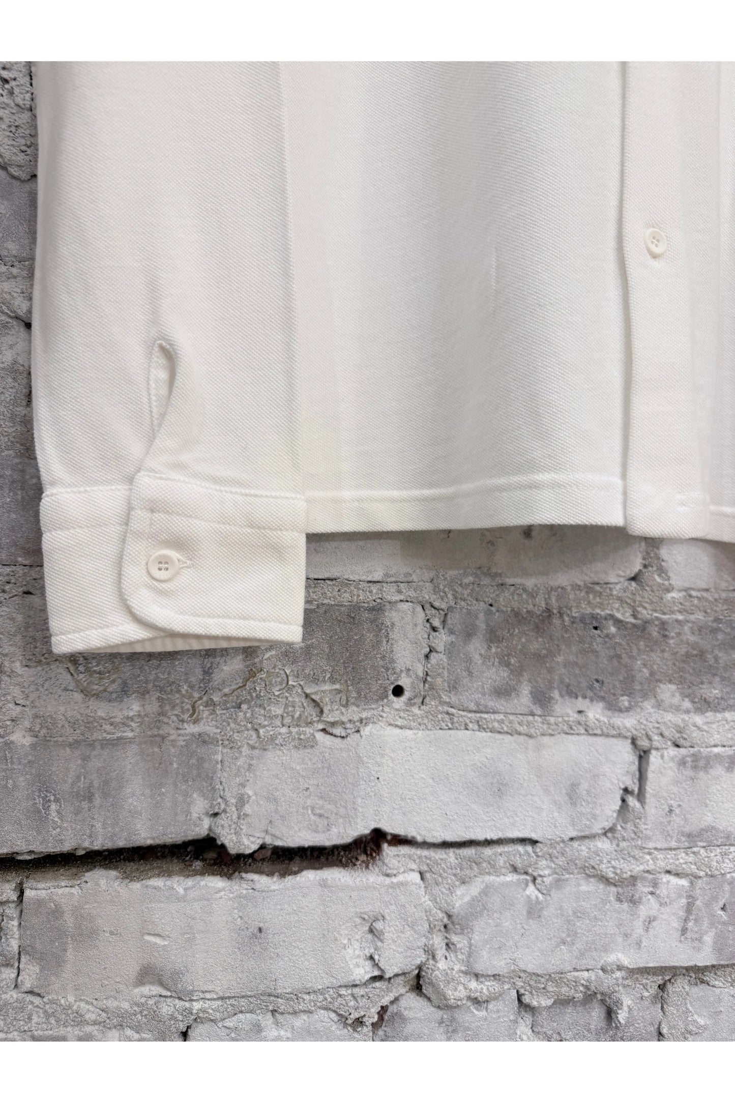 Piqué Slim Collar Shirt - White - DUNE + SALT