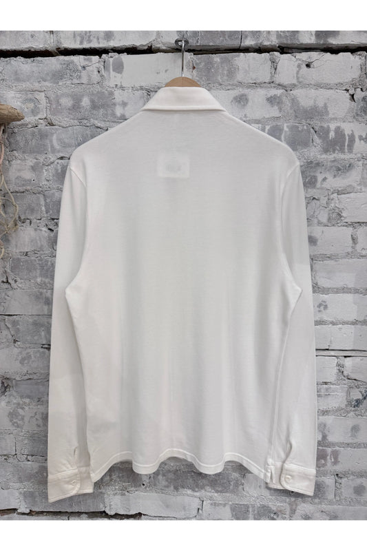 Piqué Slim Collar Shirt - White - DUNE + SALT