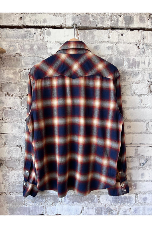 Bodie Acorn Pocket Western Shirt - Navy Plaid - DUNE + SALT