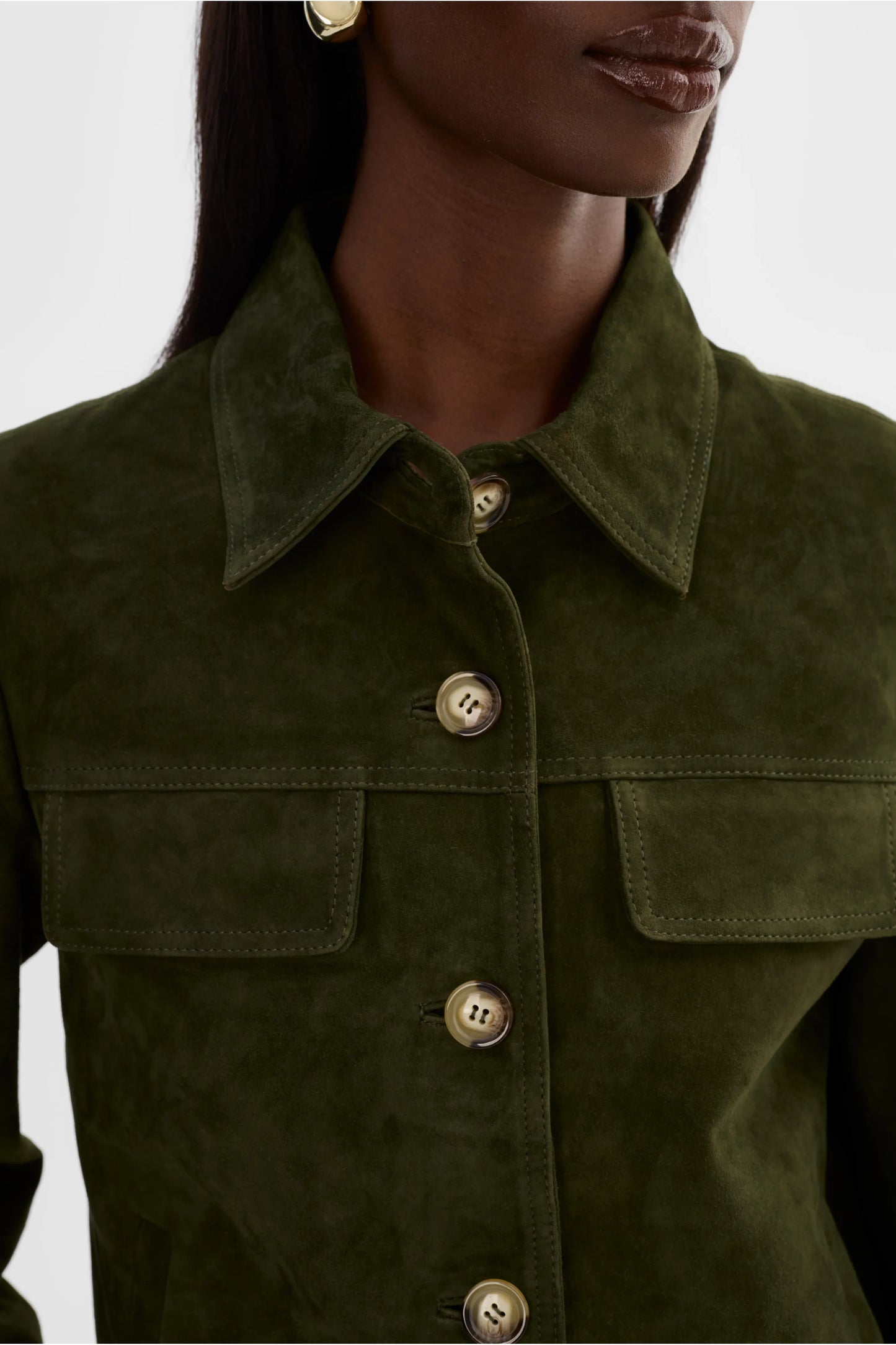 Jolene Suede Jacket - Dark Olive