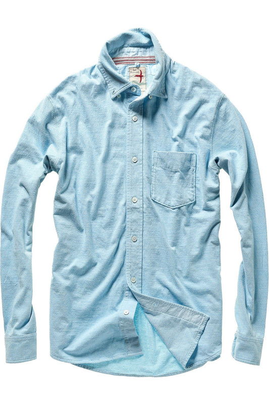 Fineline Knit Buttondown - Light Blue/White - DUNE + SALT