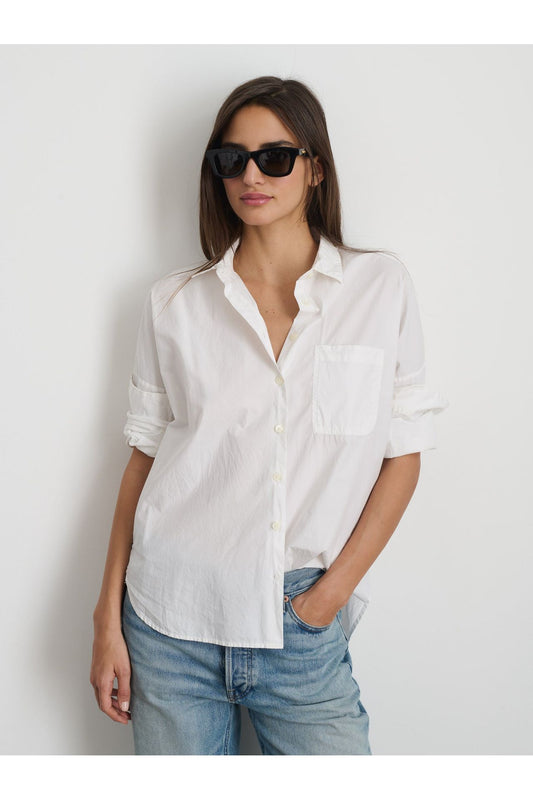 Jo Shirt in Cotton Poplin - White - DUNE + SALT