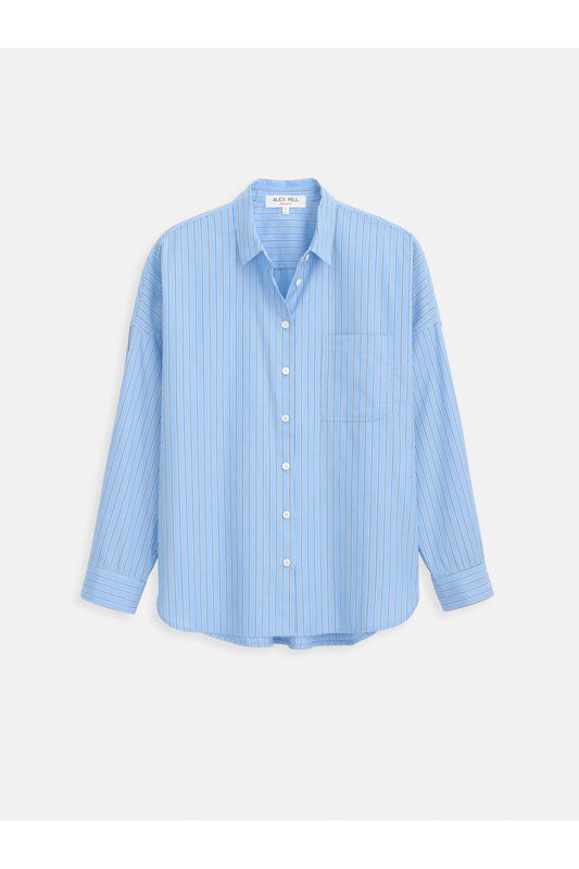 Jo Shirt in Cotton Poplin - Coastal Blue - DUNE + SALT