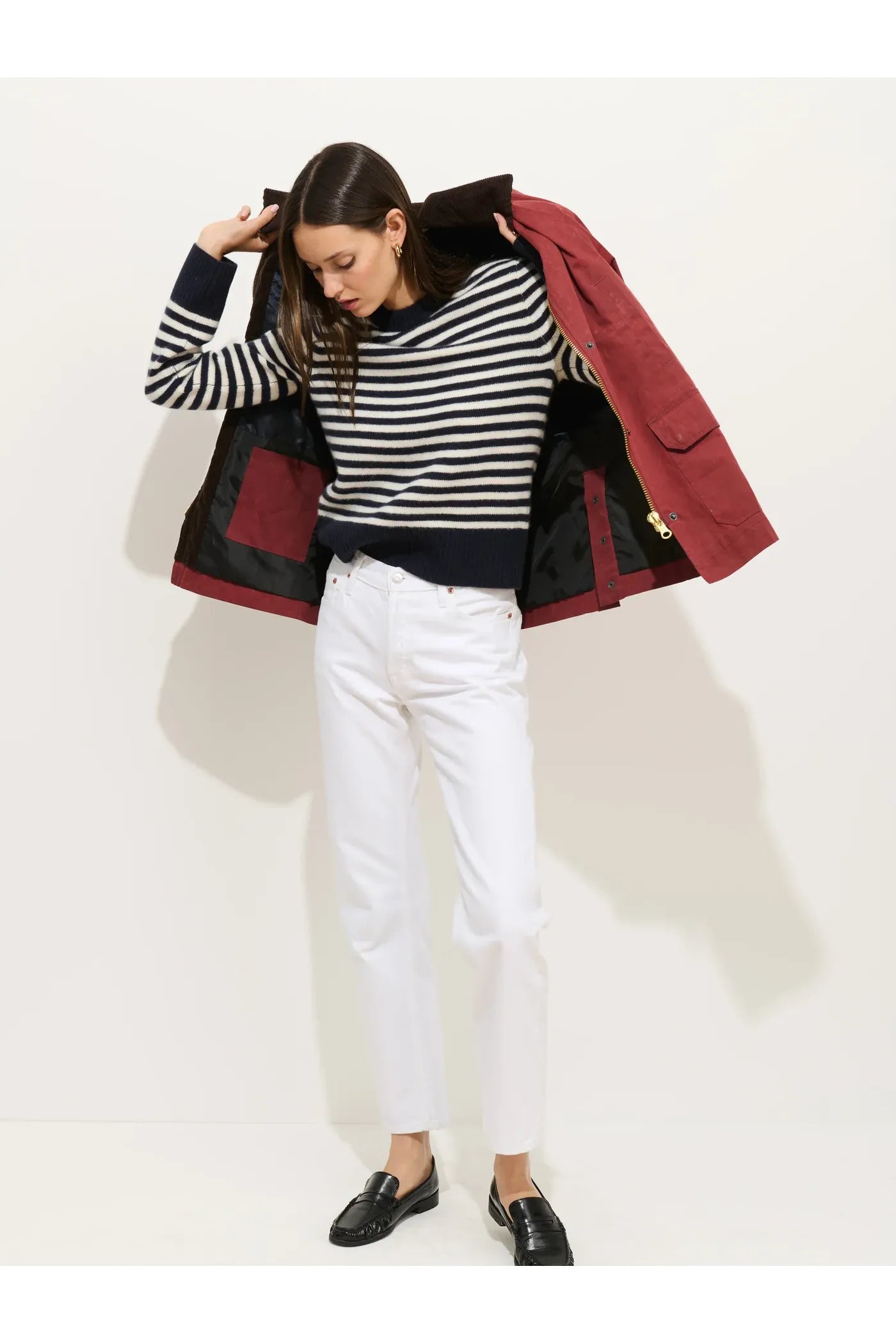 Marais Striped Cashmere Crewneck Sweater - Navy/Ivory - DUNE + SALT