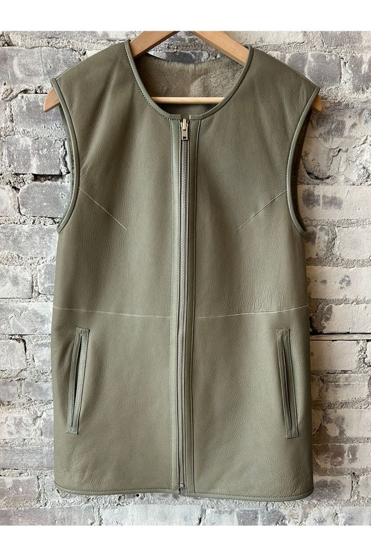 Reversible Shearling Vest - Grey Marble - DUNE + SALT