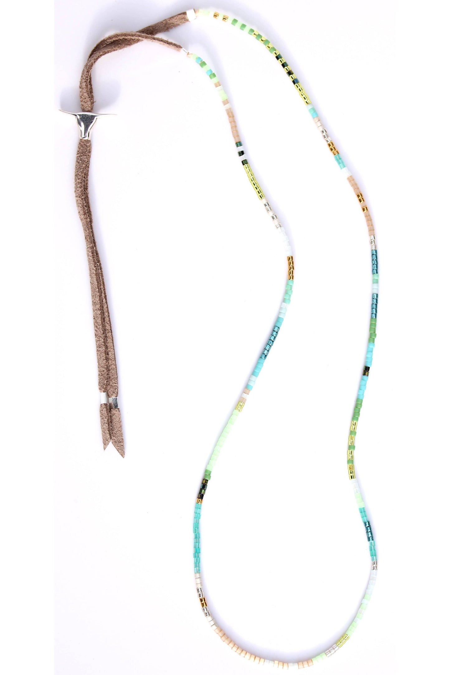 JRN1 Aqua Glass Beaded Adjustable Necklace
