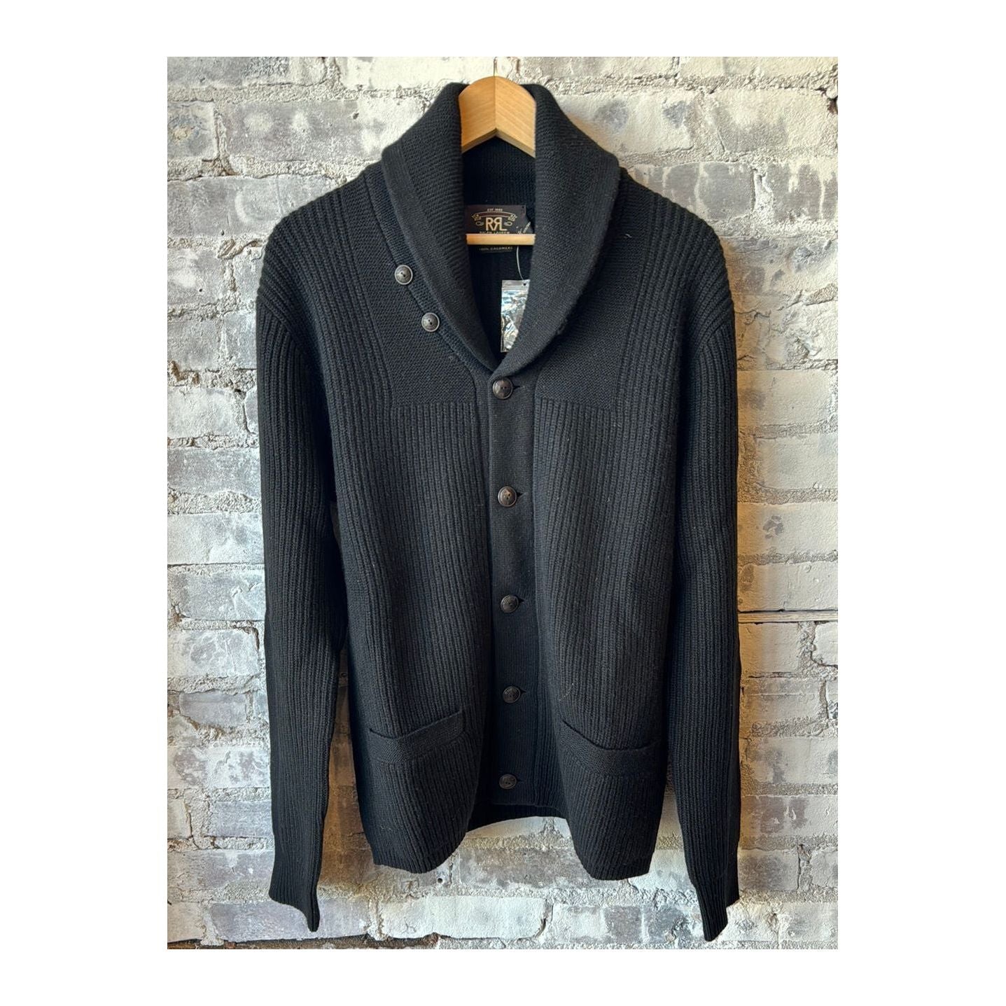 Cashmere Shawl-Collar Cardigan Black – DUNE SALT - Main Image