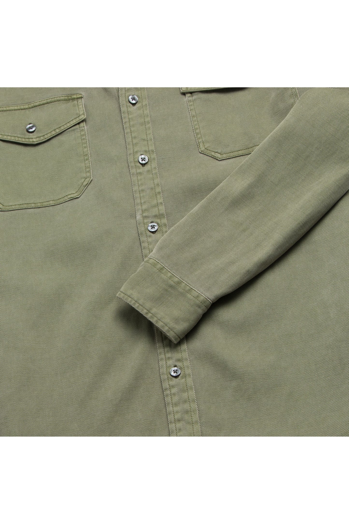 Jeb L/S Two-Pocket Garment-Dyed Shirt - Lichen Green - DUNE + SALT