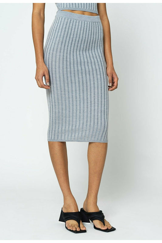 Reveal Silk Cashmere Rib Tube Skirt - Heather Grey - DUNE + SALT