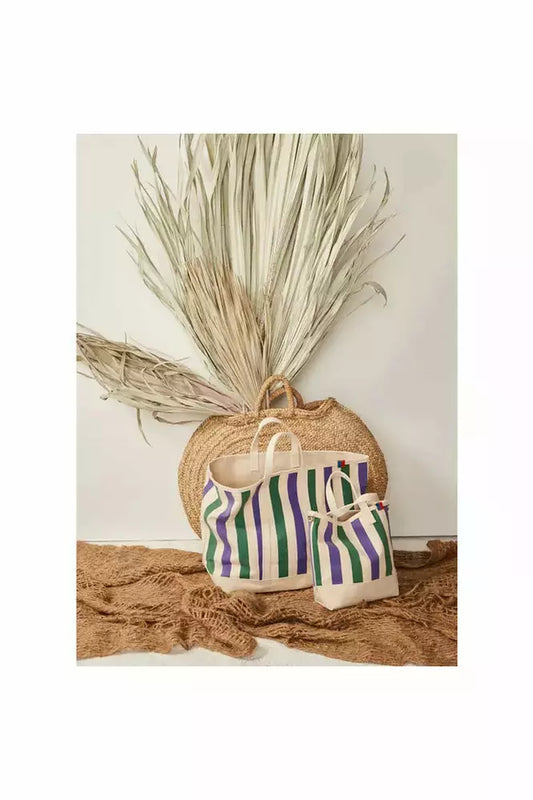 The All Over Striped Bucket - Canvas/Green/Grape - DUNE + SALT