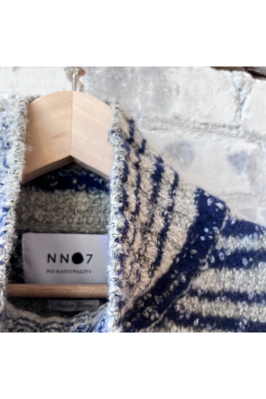 Douglas Regular Merino Blend Mock Neck Sweater - Navy Dark Grey - DUNE + SALT