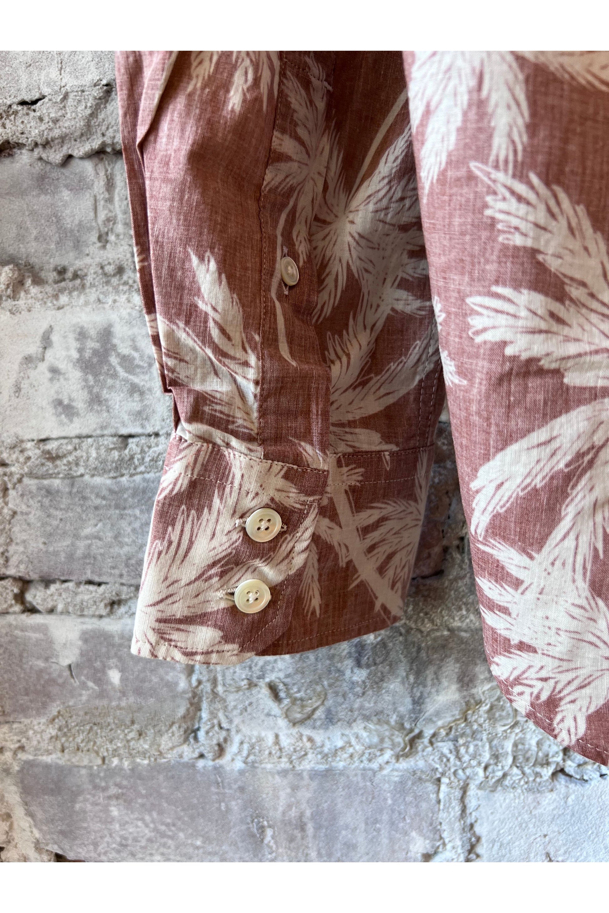 Paul Palm Tree Print Cotton Shirt - Rust - DUNE + SALT