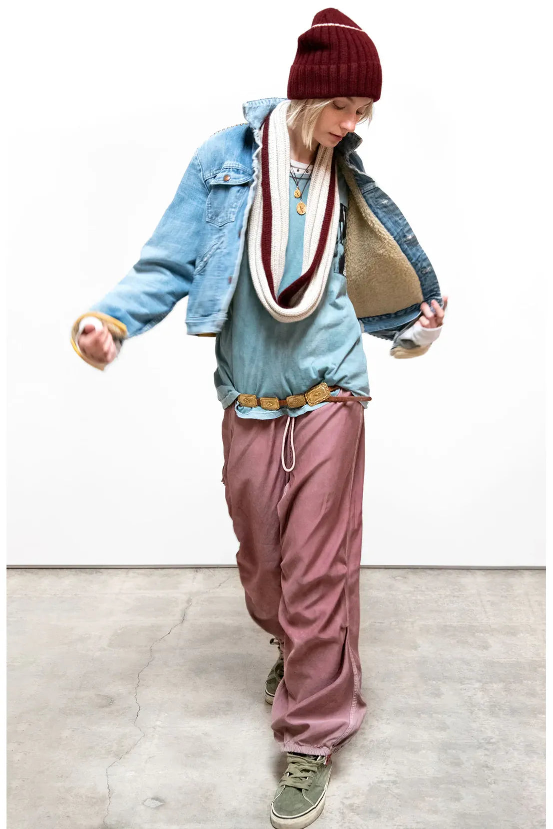 MATTE/SATIN LOOSE DRAWCORD BIGGY PANT - Blush Powder - DUNE + SALT