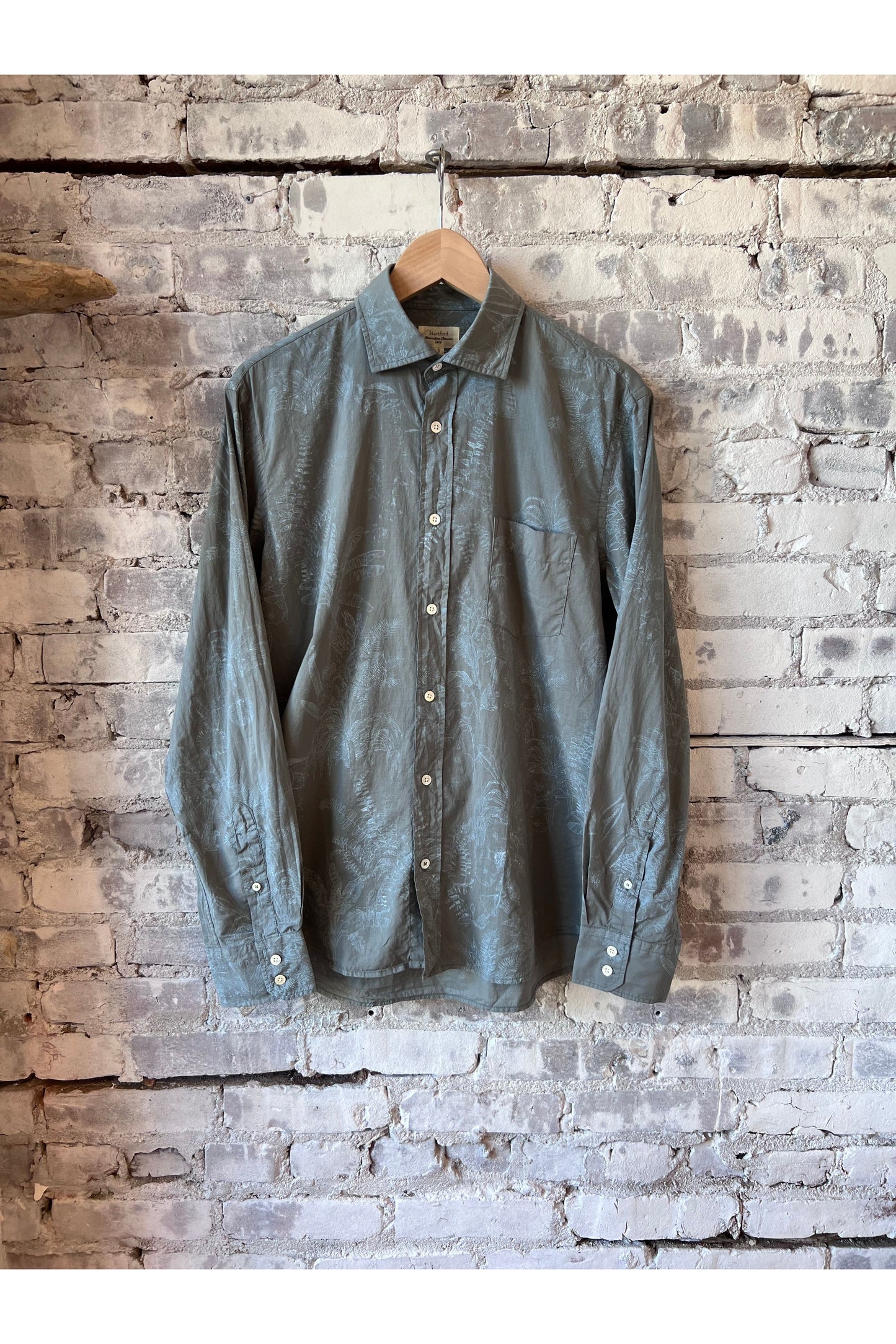 Paul Pat Palm Tree Print Cotton Shirt - Olive - DUNE + SALT