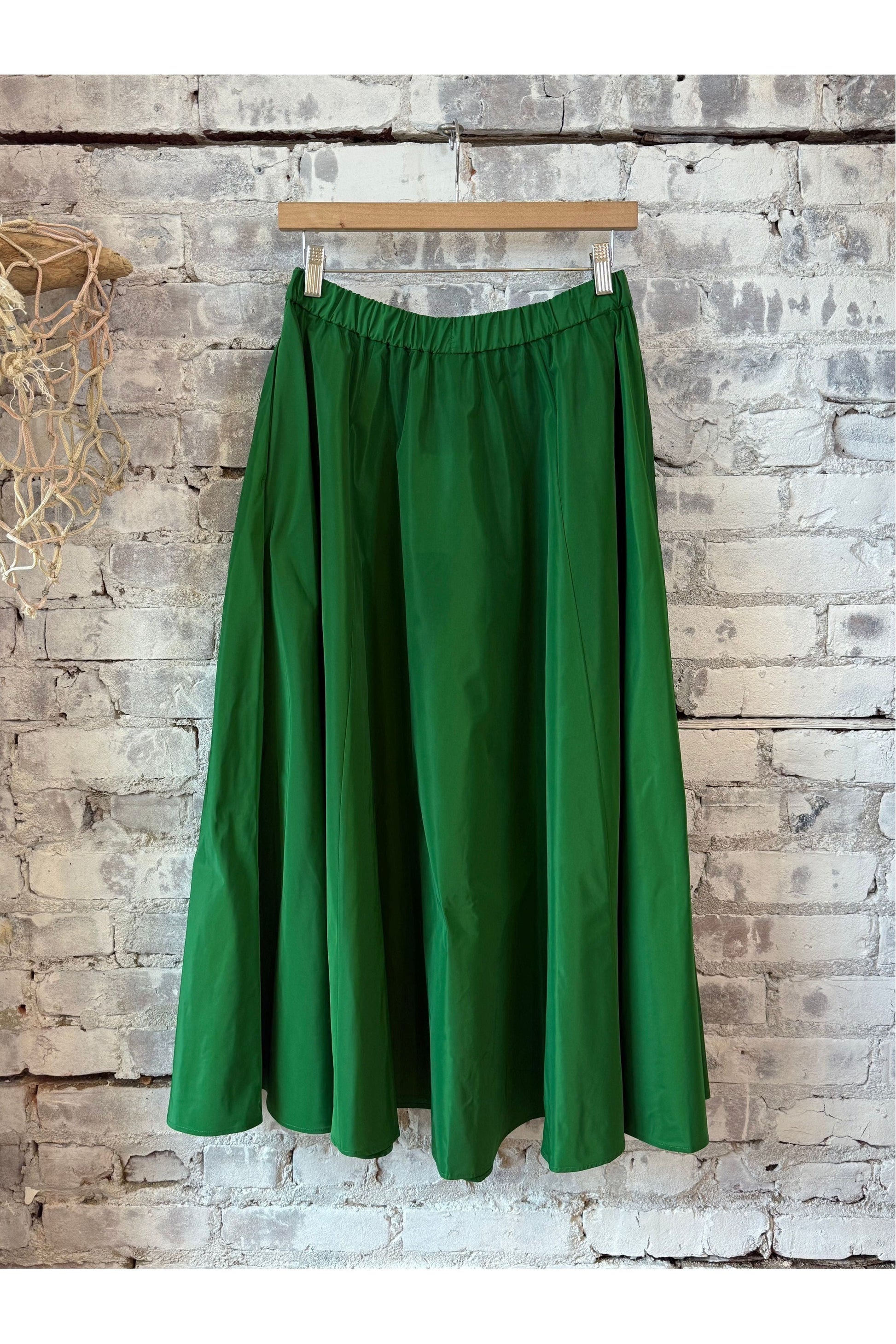 Midi Skirt with Pleats - Verde Green - DUNE + SALT
