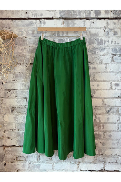 Midi Skirt with Pleats - Verde Green - DUNE + SALT