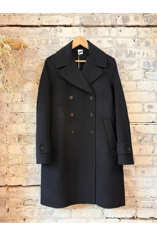 Double Breasted Wool Coat - Navy - DUNE + SALT
