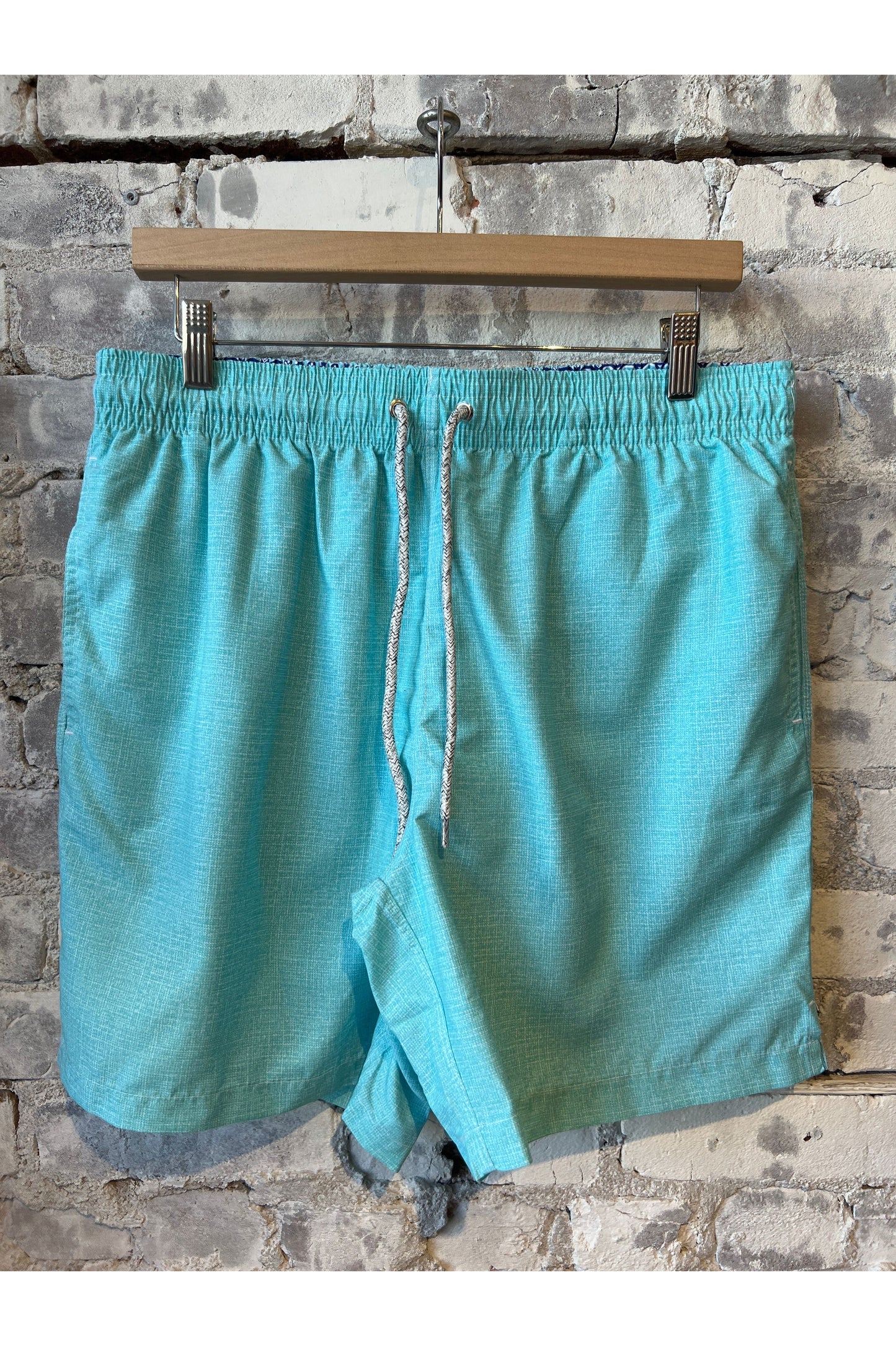 Cyclist Liner Swim Trunks - Aqua Solid Linen - DUNE + SALT