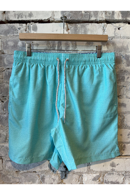 Cyclist Liner Swim Trunks - Aqua Solid Linen - DUNE + SALT