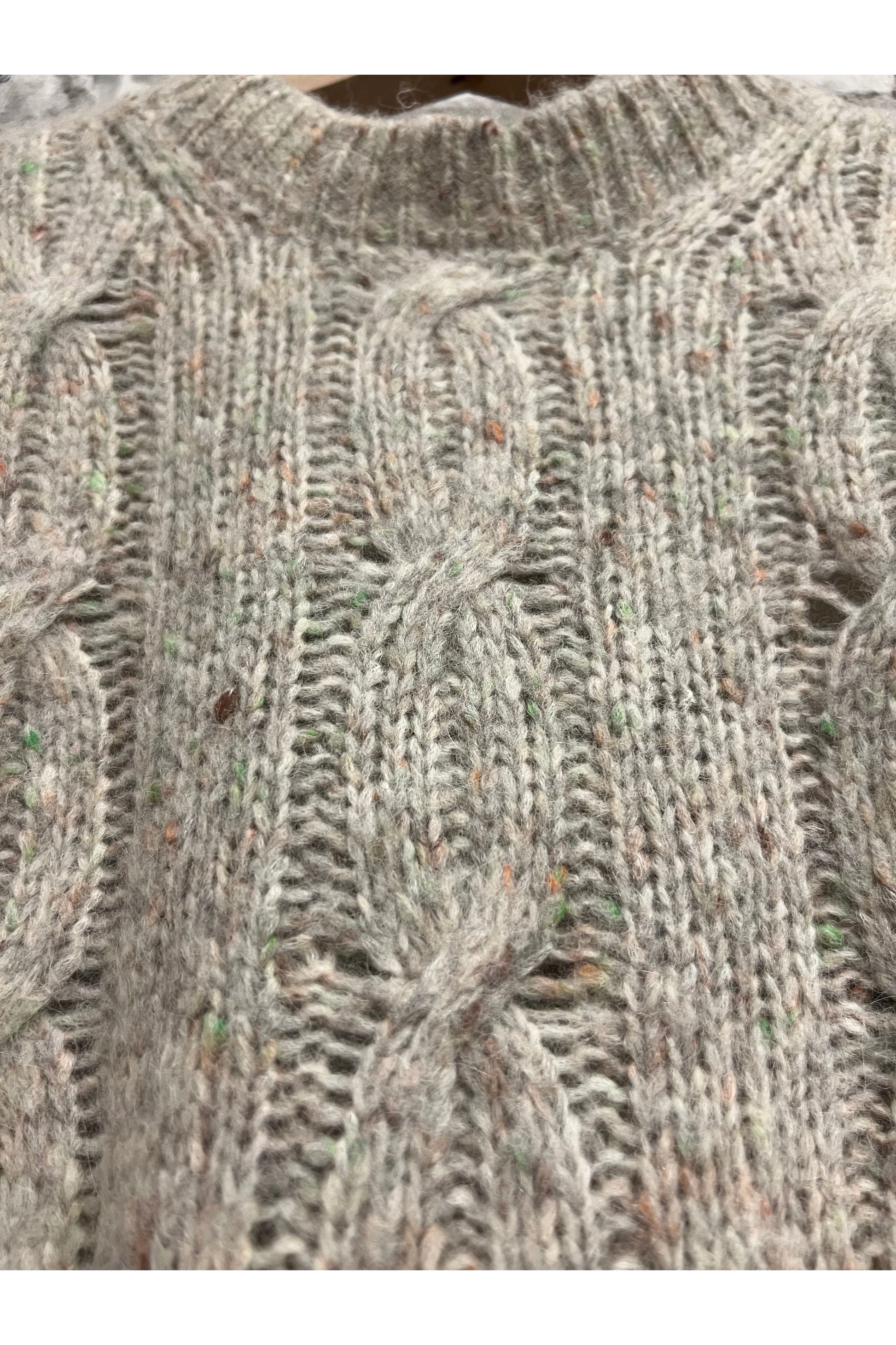 Over P's Cable Knit Donegal Sweater - Ecru - DUNE + SALT