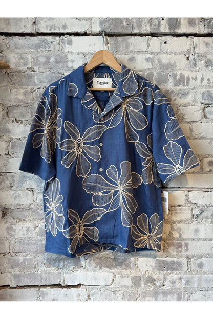 Applique Hawaiian SS Camp - Blue - DUNE + SALT