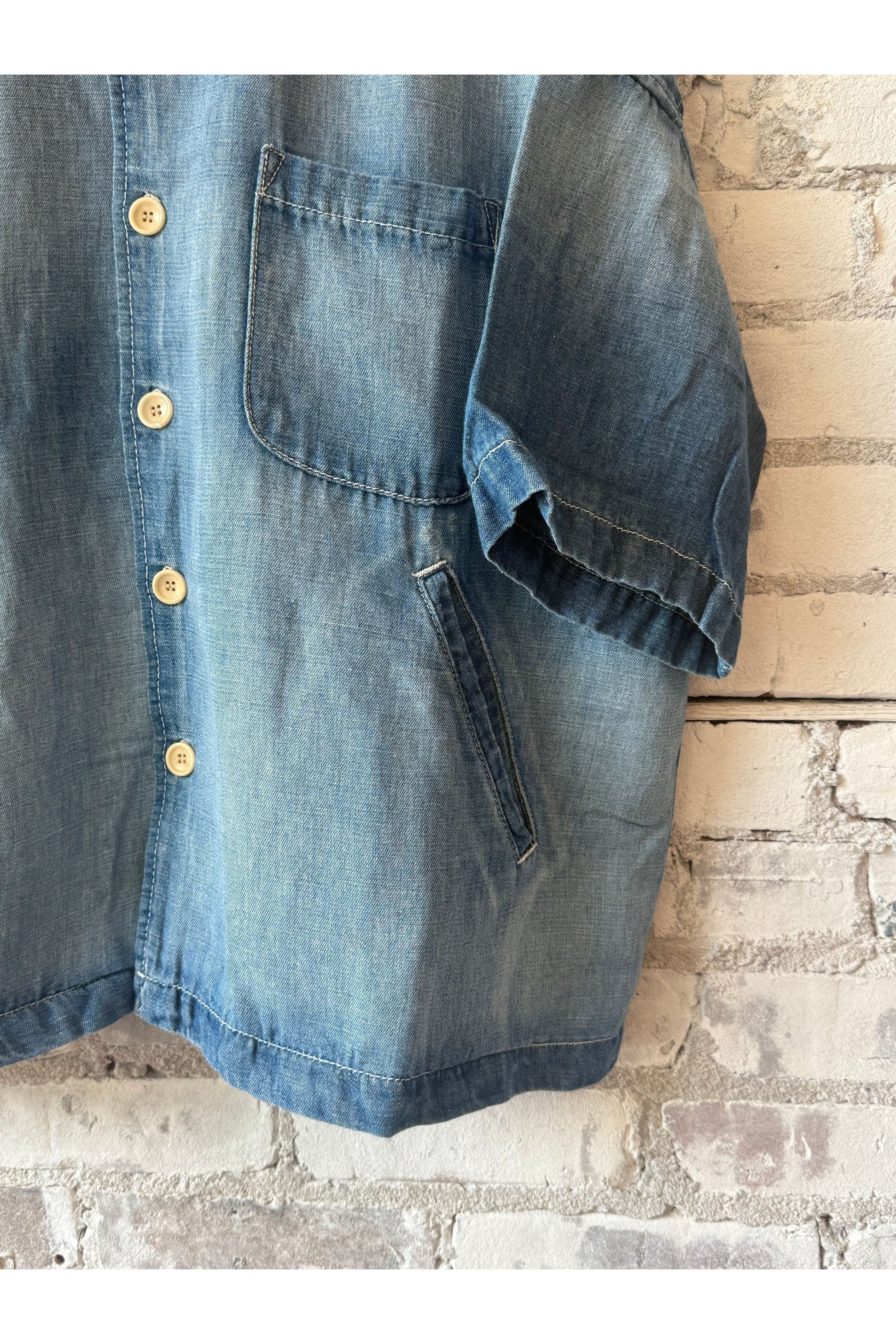 Chambray Cropped Shirt - Light Indigo - DUNE + SALT