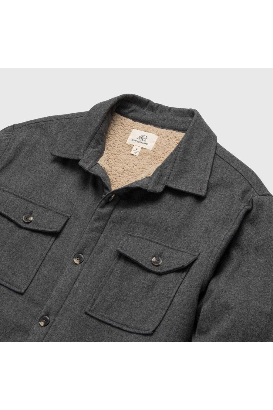 Skip Sherpa Shirt Jacket - Charcoal Heather - DUNE + SALT