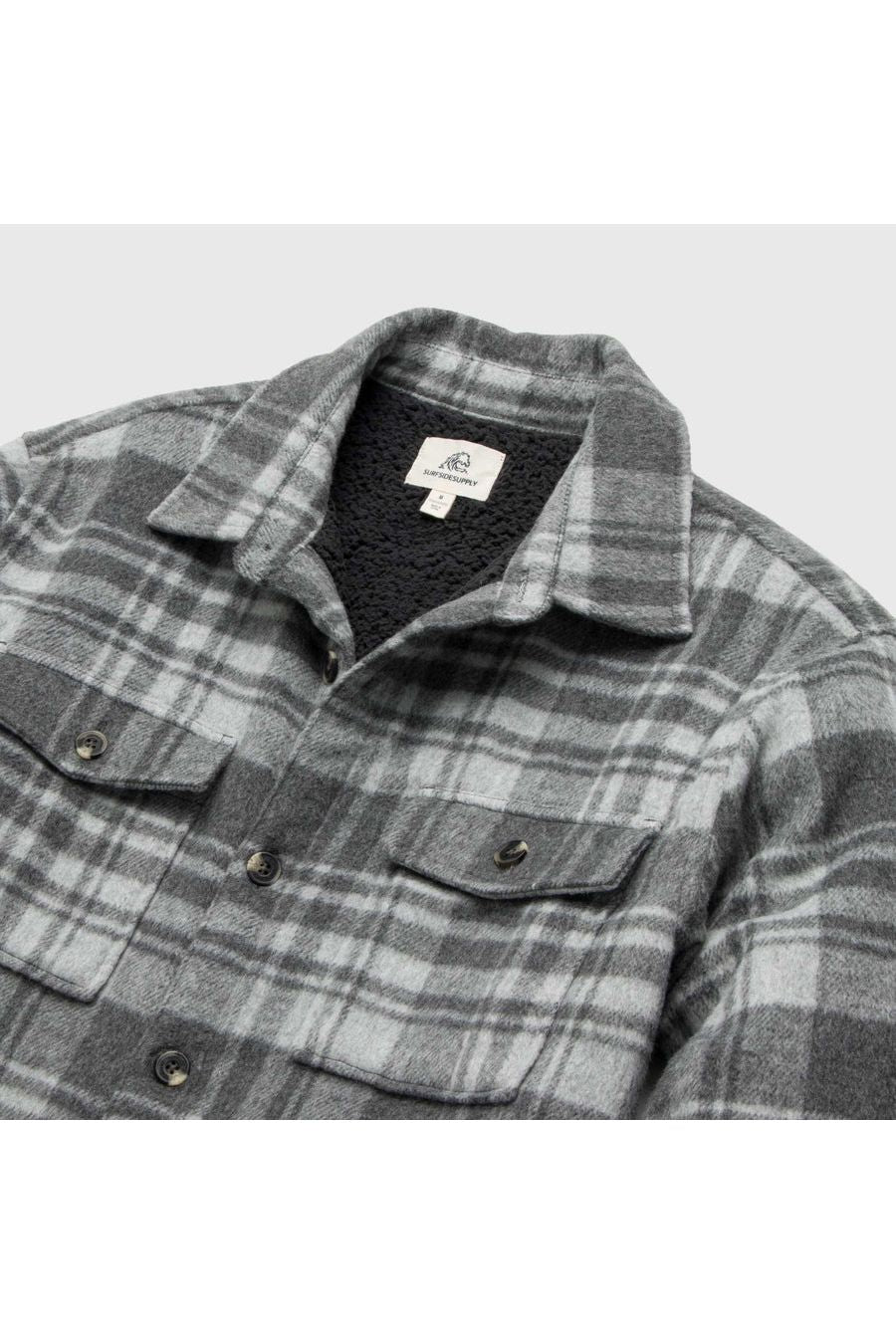 Skip Sherpa Shirt Jacket - Grey Combo - DUNE + SALT