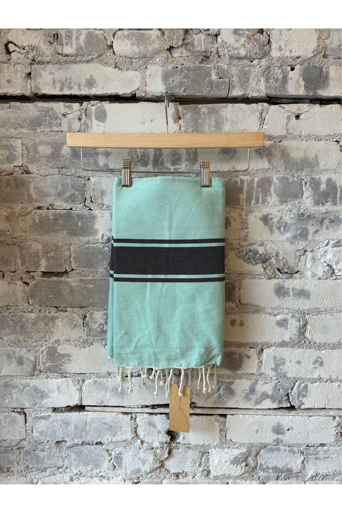 Turkish Beach Towel Sarong - Aqua/Black - DUNE + SALT