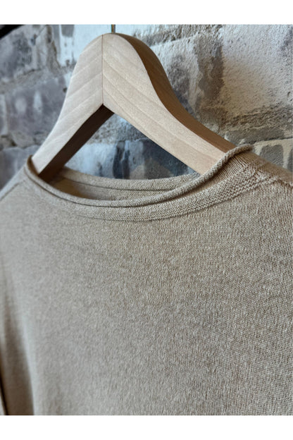 Cotton Linen Square Pullover - Beige - DUNE + SALT