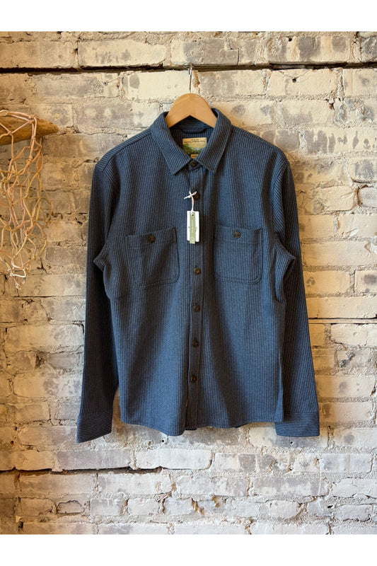 Pacifica Stretch Twill Overshirt - Blue Railroad Stripe - DUNE + SALT