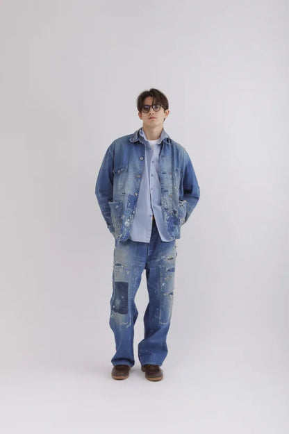 Customized Denim Coverall Jacket - Indigo